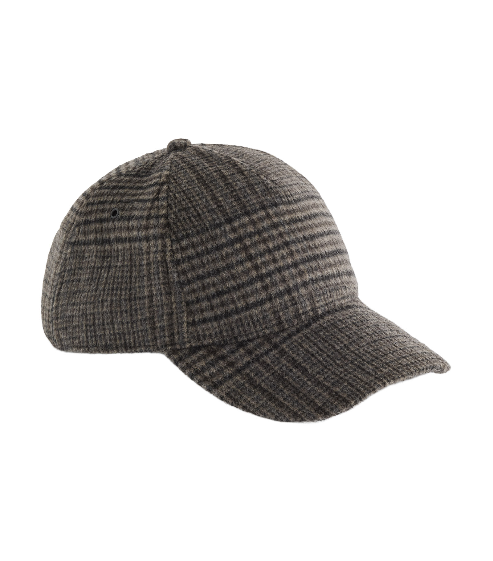 Beechfield Wool Blend Check Cap Brown Plaid med brunt rutmönster och böjd skärm